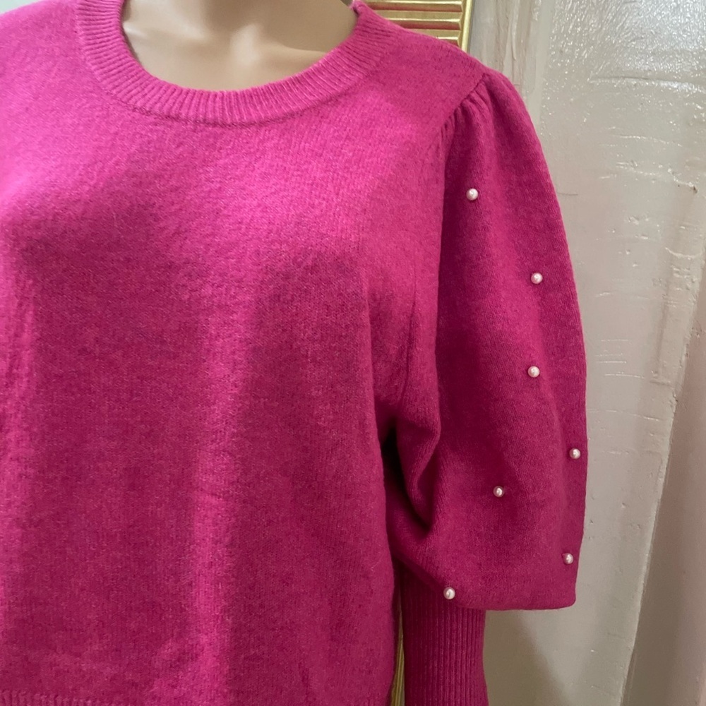 CeCe Fuchsia Sweater with Pearl Details - Picture 7 of 15